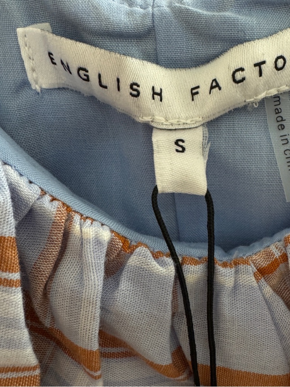 NWT English Factory Plaid Ruffle Midi Dress in Light Blue and Tan size Small - Picture 11 of 14